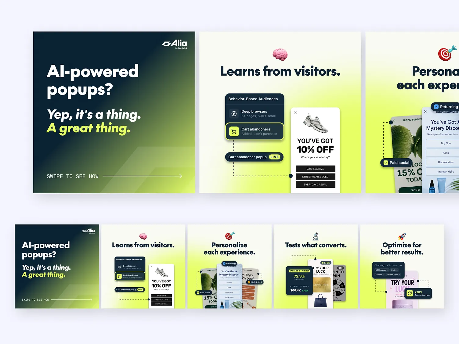 Alia paid social: AI-powered popups campaign
