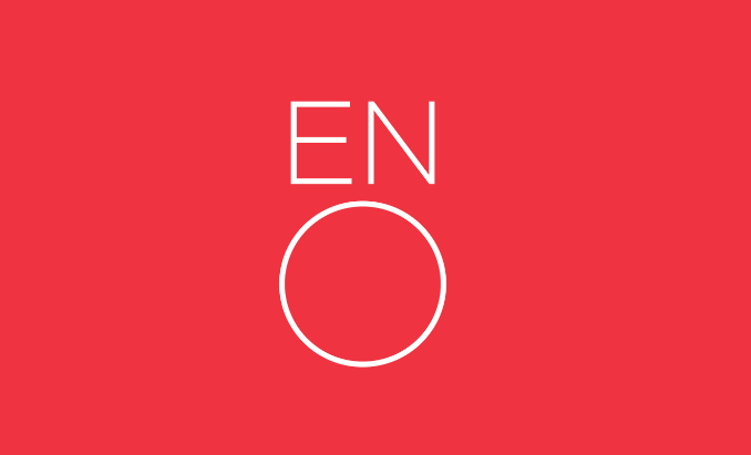 English National Opera logo on a red background