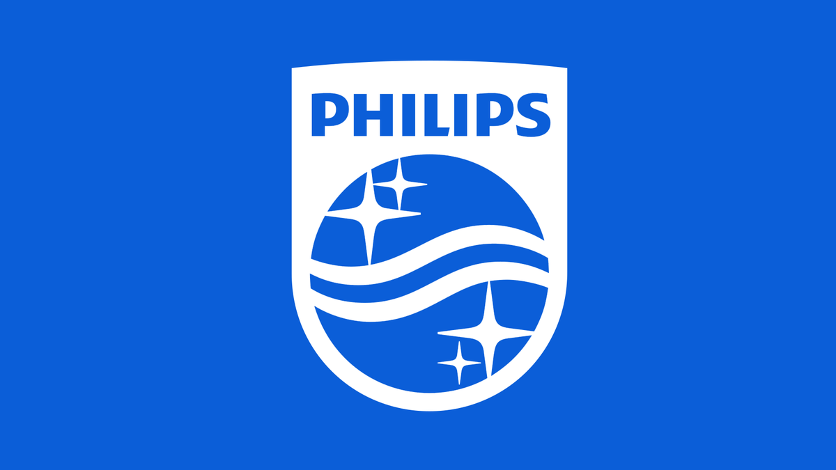 Philips shield logo on a blue background